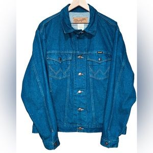 VTG 80s Wrangler Authentic Western Denim Trucker Jacket - Mens XL